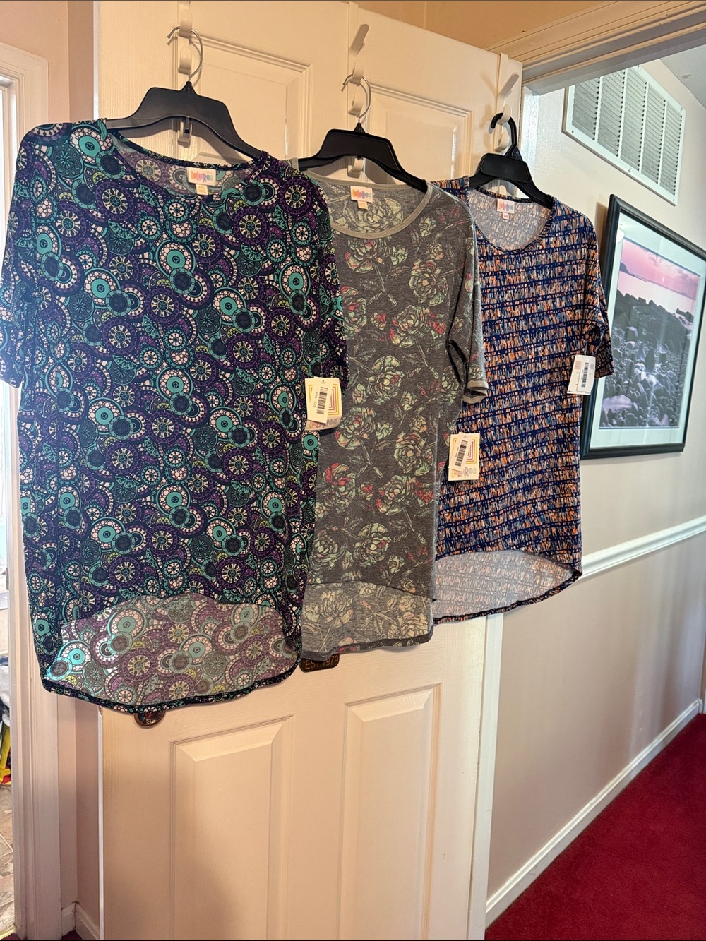 LuLaRoe Irma Classic Short Sleeve High-Low Tunic tops; size: XXS